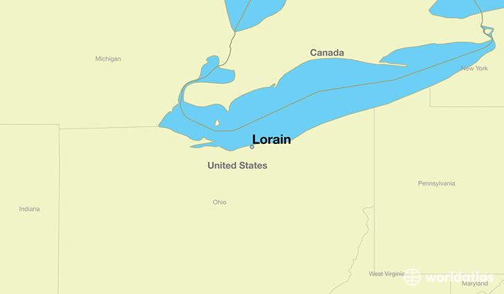 map showing the location of Lorain