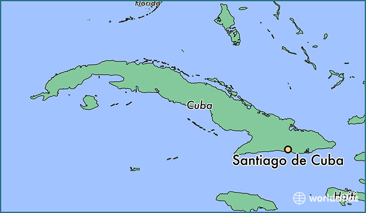 map showing the location of Santiago de Cuba