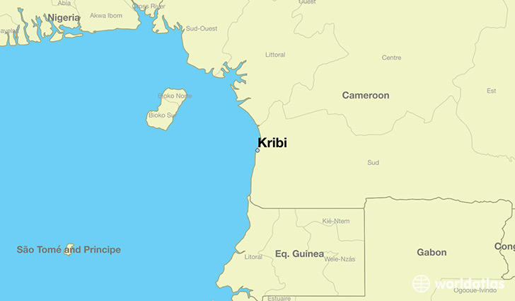 map showing the location of Kribi