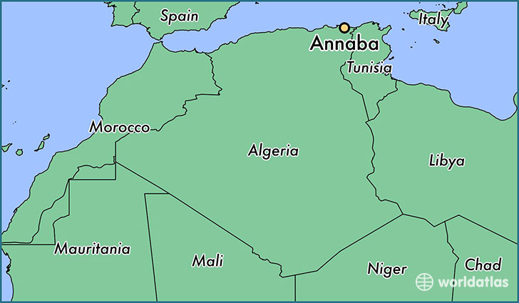 map showing the location of Annaba