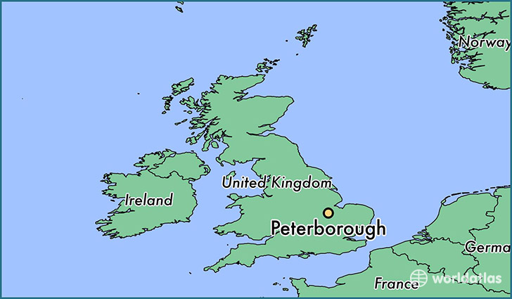 map showing the location of Peterborough