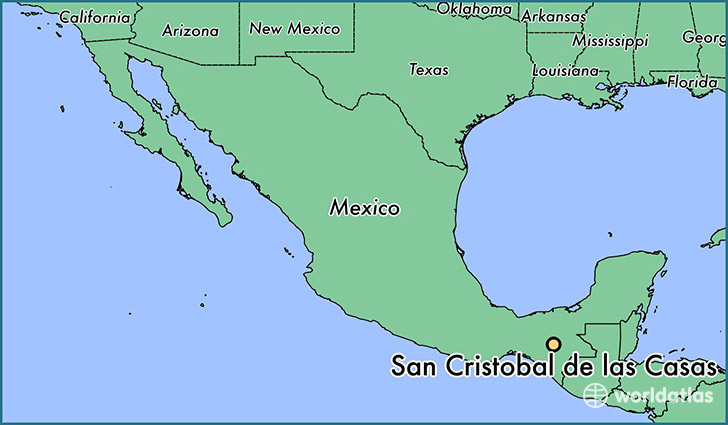 map showing the location of San Cristobal de las Casas