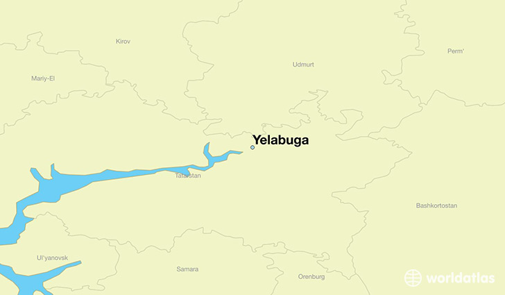 map showing the location of Yelabuga