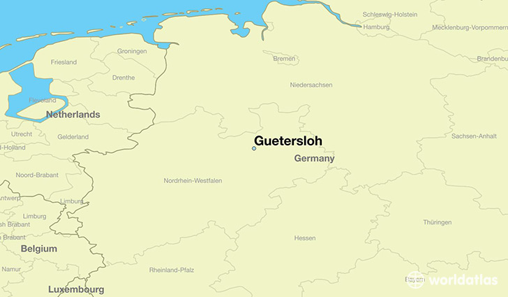 map showing the location of Guetersloh
