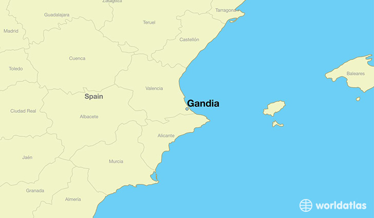 map showing the location of Gandia