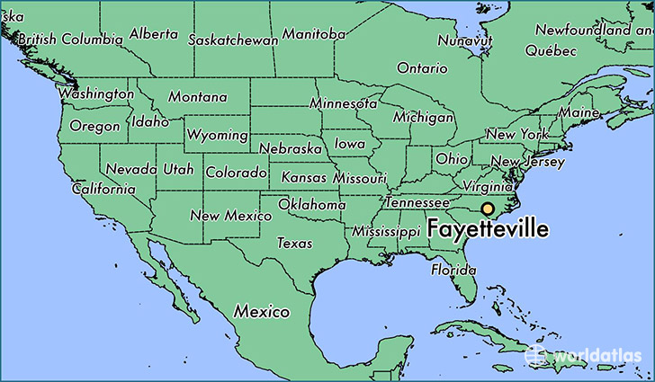 map showing the location of Fayetteville