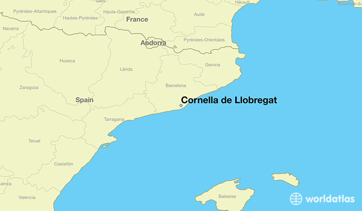 map showing the location of Cornella de Llobregat