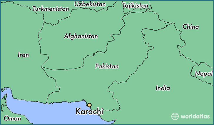 map showing the location of Karachi