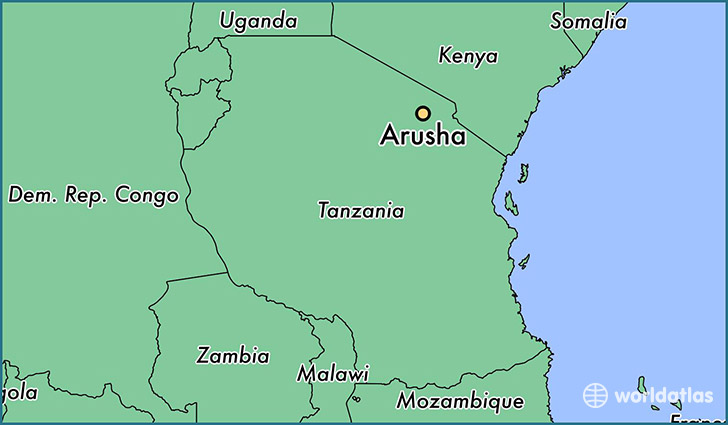 map showing the location of Arusha