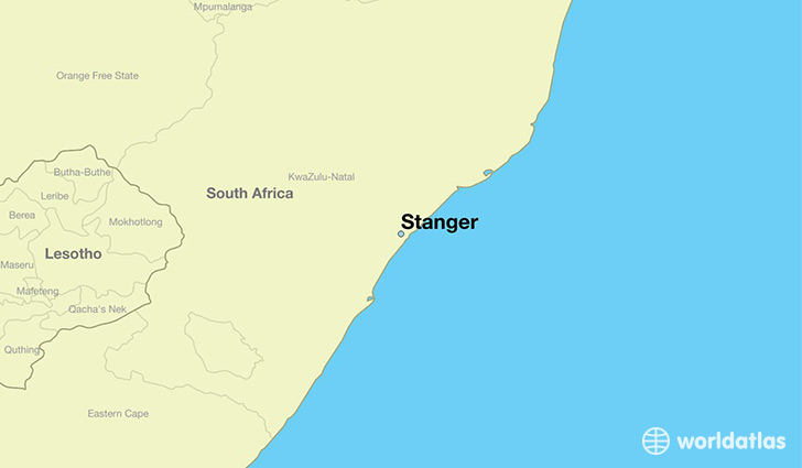 map showing the location of Stanger