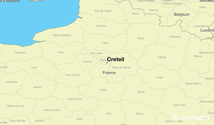 map showing the location of Creteil