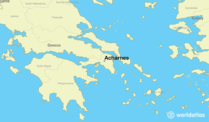 map showing the location of Acharnes