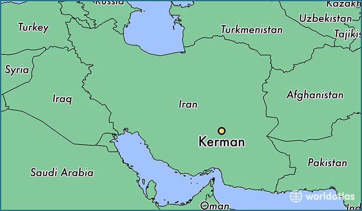 map showing the location of Kerman