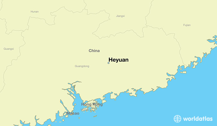 map showing the location of Heyuan