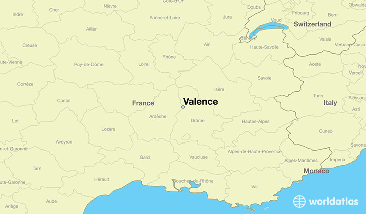 map showing the location of Valence