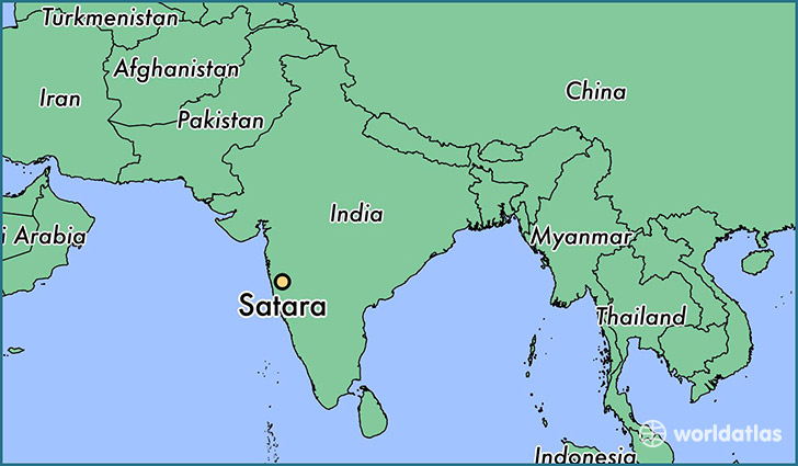 map showing the location of Satara