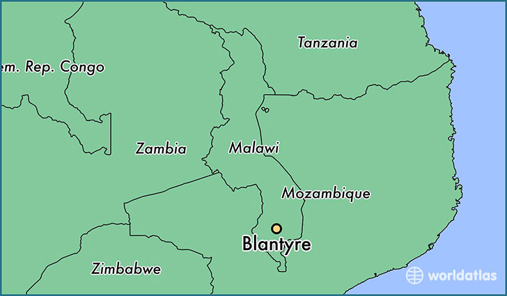 map showing the location of Blantyre