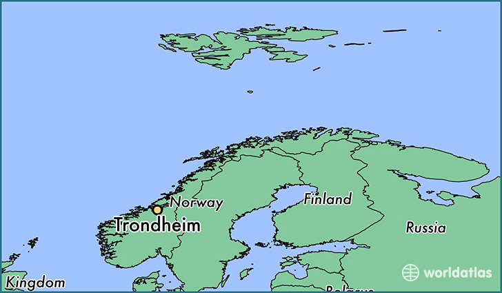 map showing the location of Trondheim