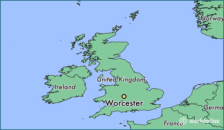 map showing the location of Worcester