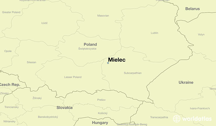 map showing the location of Mielec