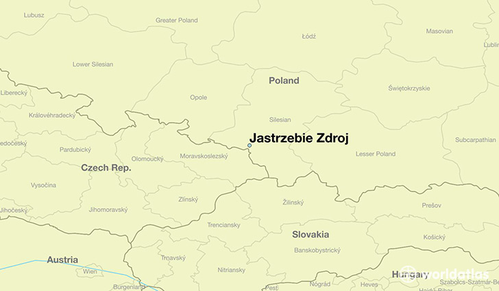 map showing the location of Jastrzebie Zdroj