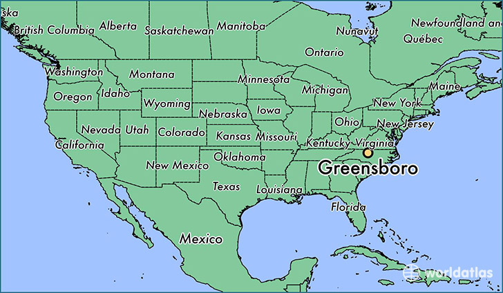 map showing the location of Greensboro