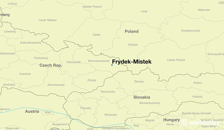 map showing the location of Frydek-Mistek