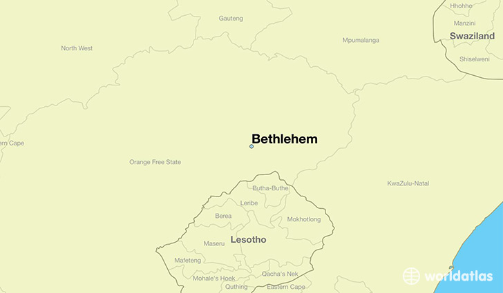 map showing the location of Bethlehem