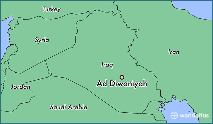 map showing the location of Ad Diwaniyah