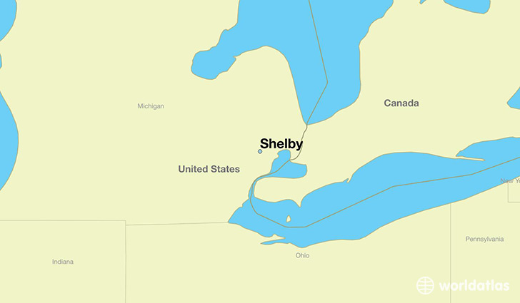 map showing the location of Shelby