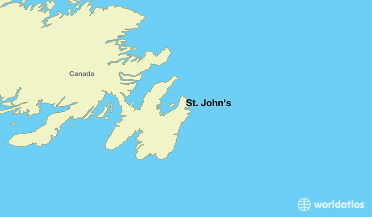 map showing the location of St. John's