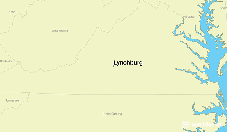 map showing the location of Lynchburg