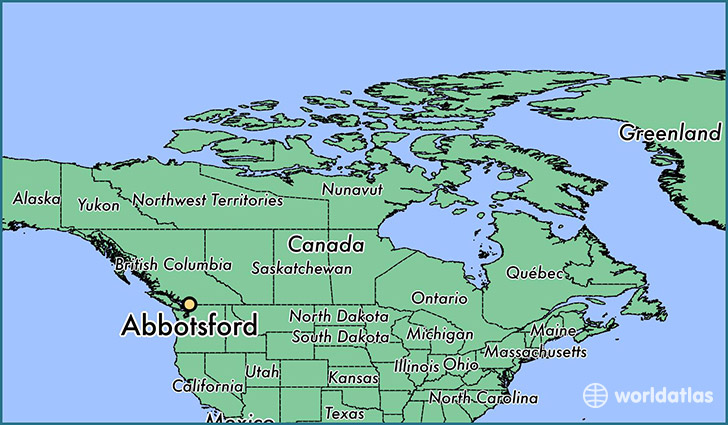 map showing the location of Abbotsford