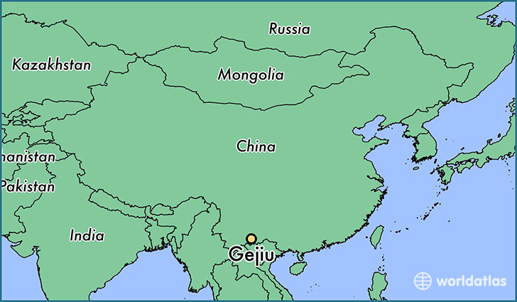 map showing the location of Gejiu