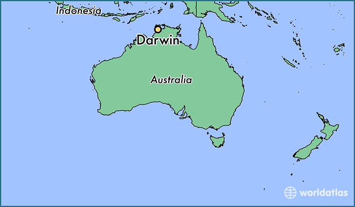 map showing the location of Darwin