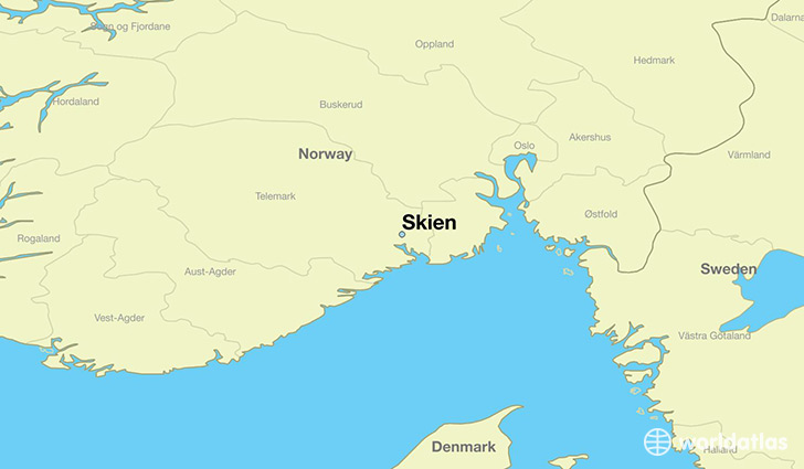 map showing the location of Skien