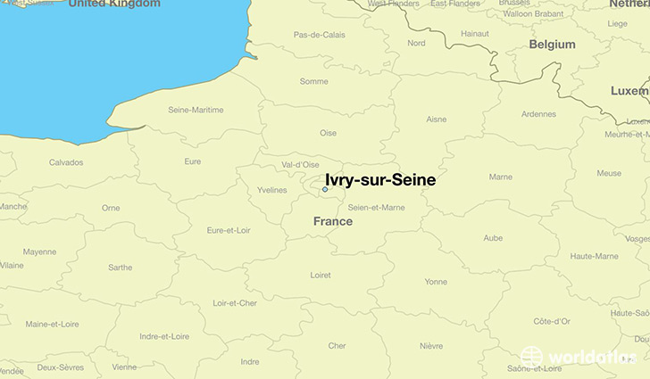map showing the location of Ivry-sur-Seine