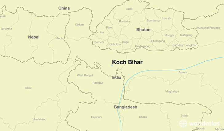 map showing the location of Koch Bihar