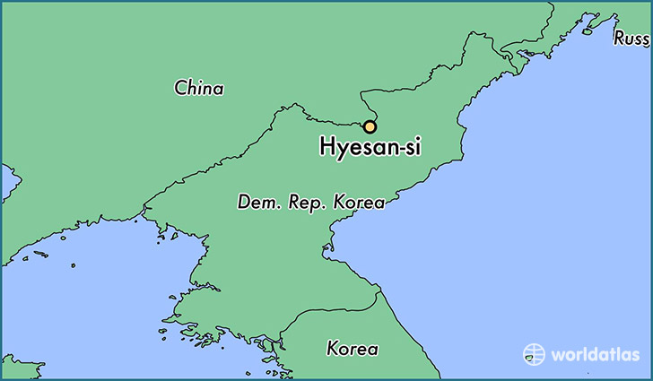 map showing the location of Hyesan-si