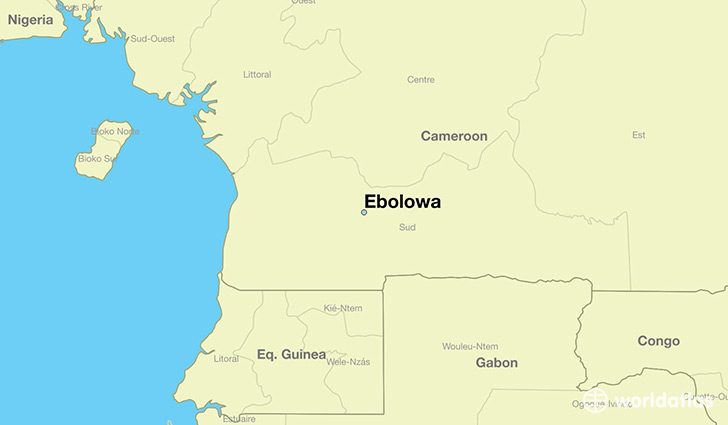 map showing the location of Ebolowa