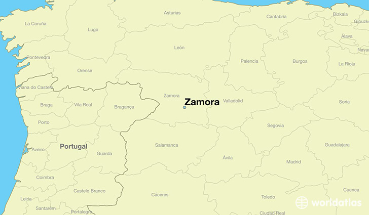 map showing the location of Zamora