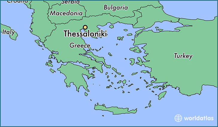 map showing the location of Thessaloniki