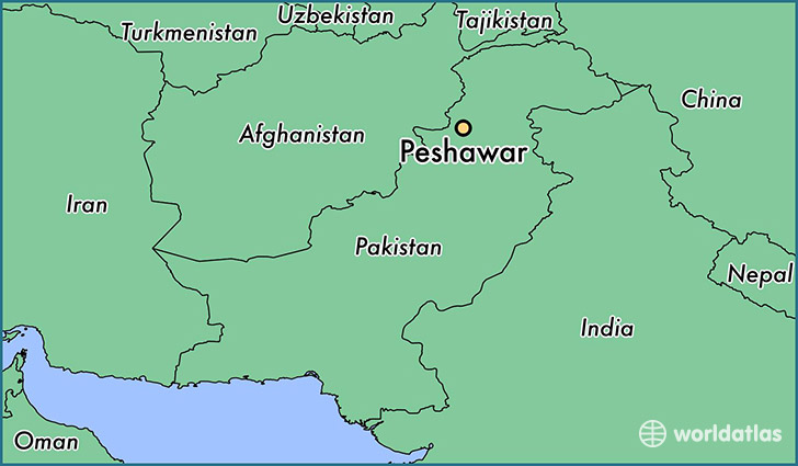 map showing the location of Peshawar