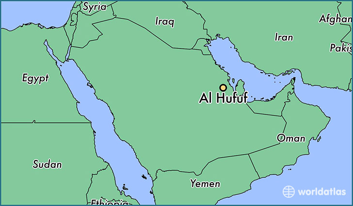 map showing the location of Al Hufuf