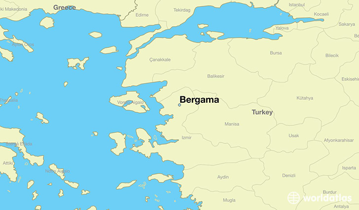 map showing the location of Bergama