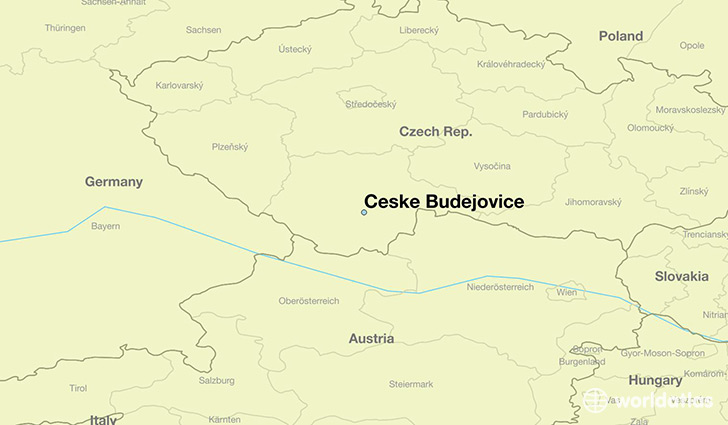 map showing the location of Ceske Budejovice