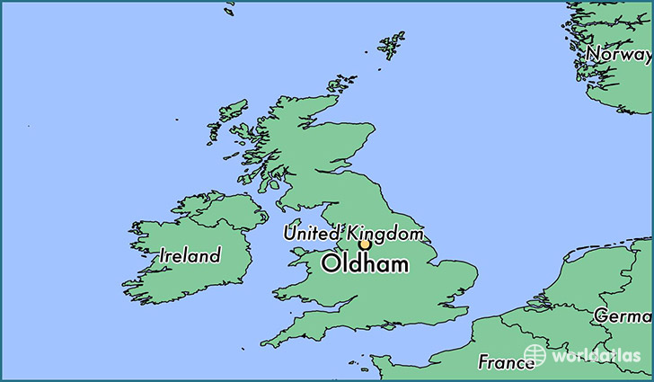 map showing the location of Oldham