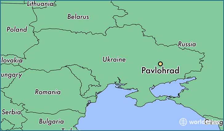 map showing the location of Pavlohrad