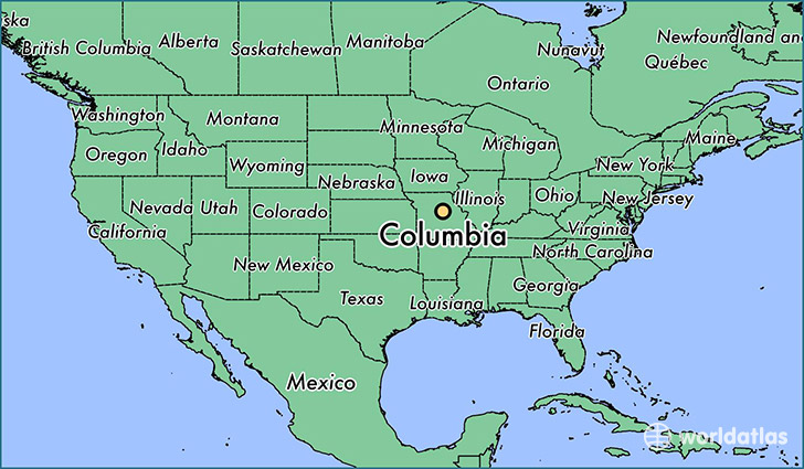 map showing the location of Columbia
