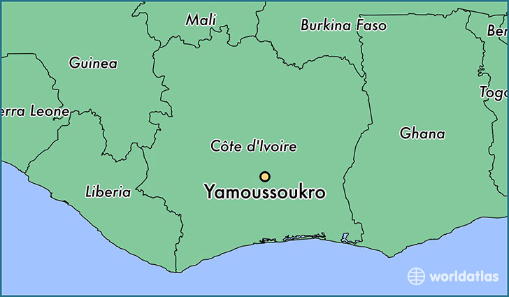 map showing the location of Yamoussoukro